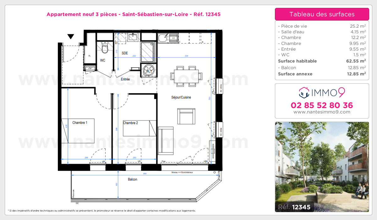 Plan et surfaces, Programme neuf Saint-Sébastien-sur-Loire Référence n° 12345