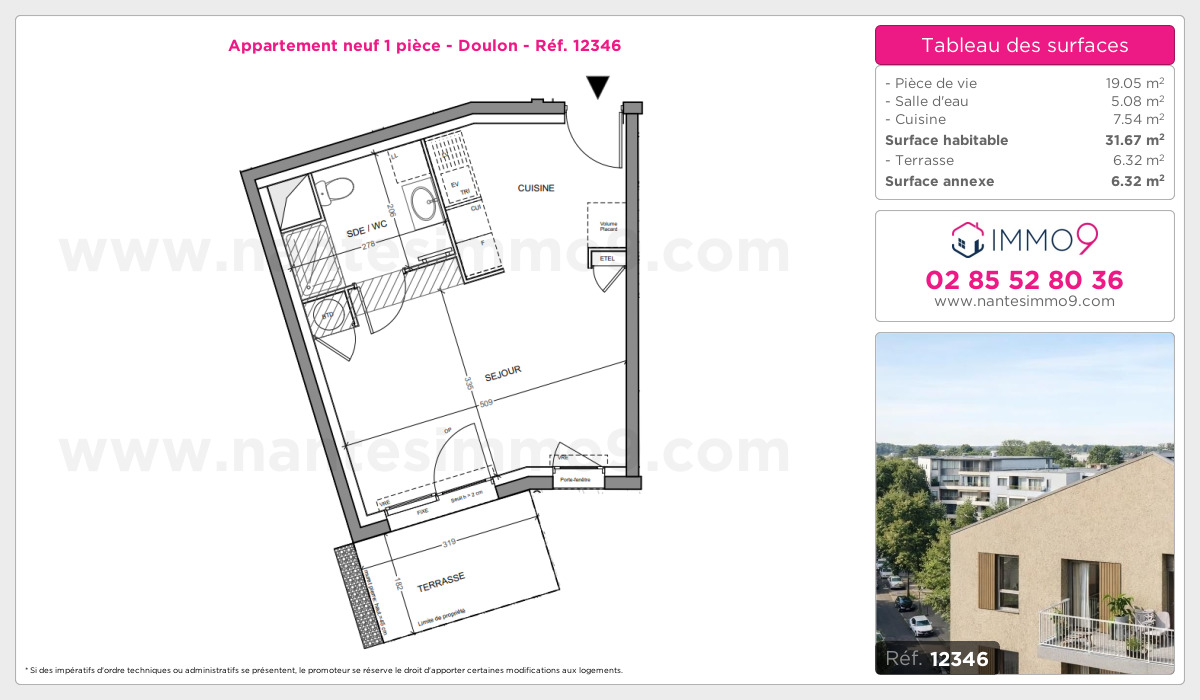 Plan et surfaces, Programme neuf Nantes : Doulon Référence n° 12346