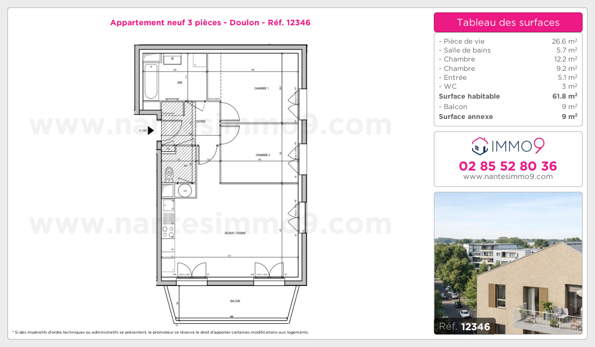 Plan et surfaces, Programme neuf Nantes : Doulon Référence n° 12346