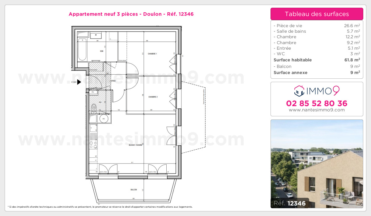 Plan et surfaces, Programme neuf Nantes : Doulon Référence n° 12346
