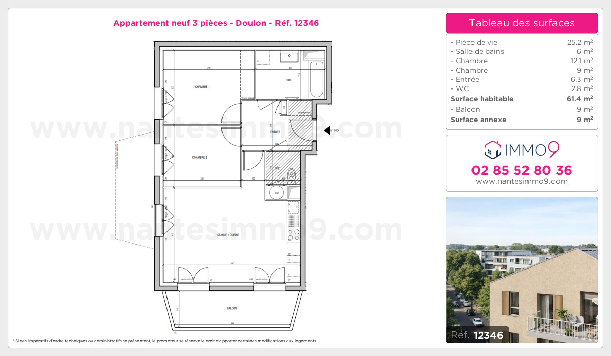 Plan et surfaces, Programme neuf Nantes : Doulon Référence n° 12346