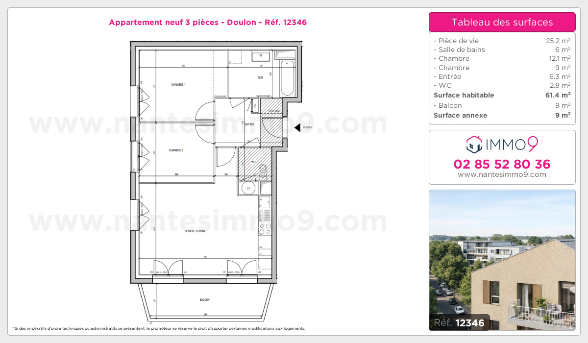 Plan et surfaces, Programme neuf Nantes : Doulon Référence n° 12346