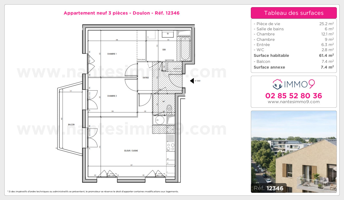 Plan et surfaces, Programme neuf Nantes : Doulon Référence n° 12346