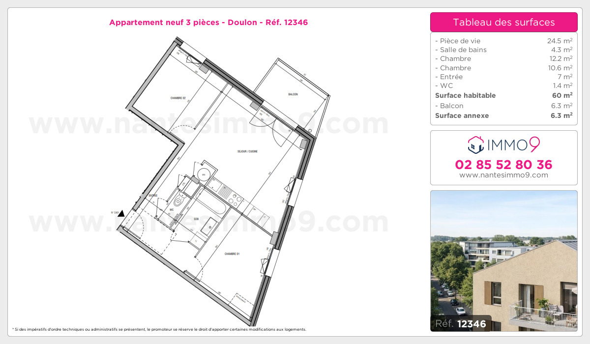 Plan et surfaces, Programme neuf Nantes : Doulon Référence n° 12346