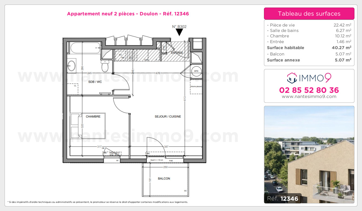 Plan et surfaces, Programme neuf Nantes : Doulon Référence n° 12346