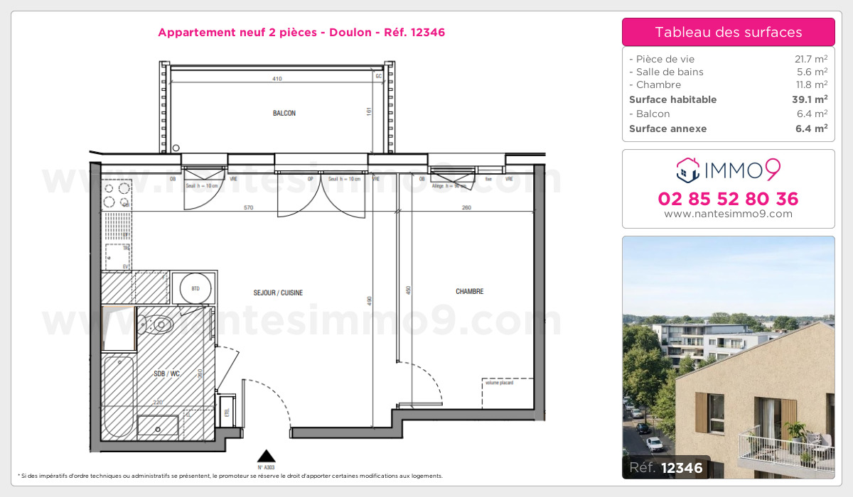 Plan et surfaces, Programme neuf Nantes : Doulon Référence n° 12346