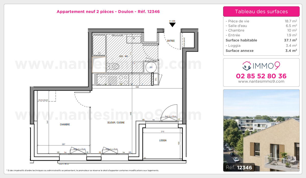 Plan et surfaces, Programme neuf Nantes : Doulon Référence n° 12346