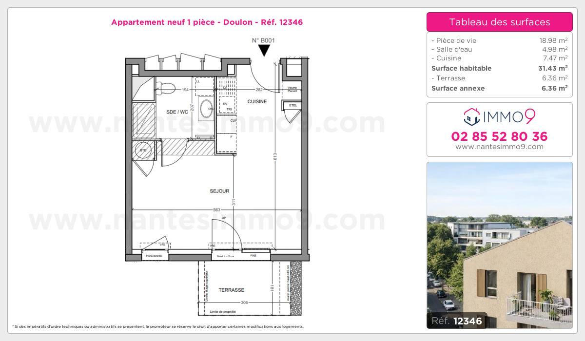 Plan et surfaces, Programme neuf Nantes : Doulon Référence n° 12346