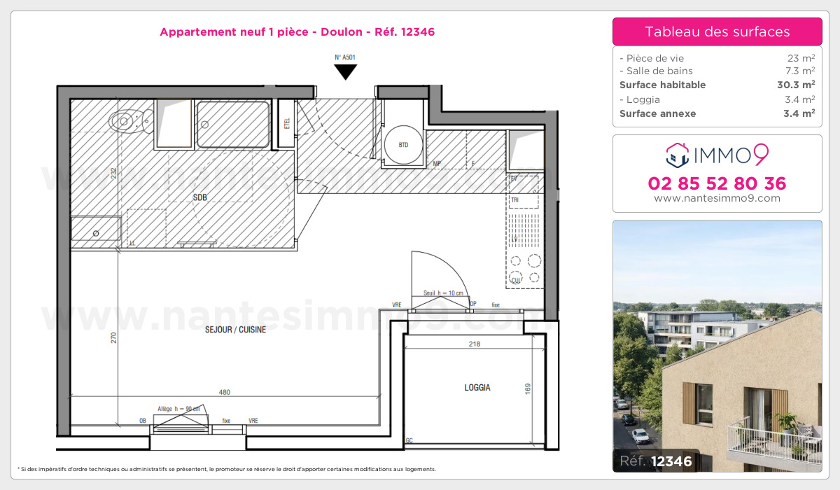Plan et surfaces, Programme neuf Nantes : Doulon Référence n° 12346