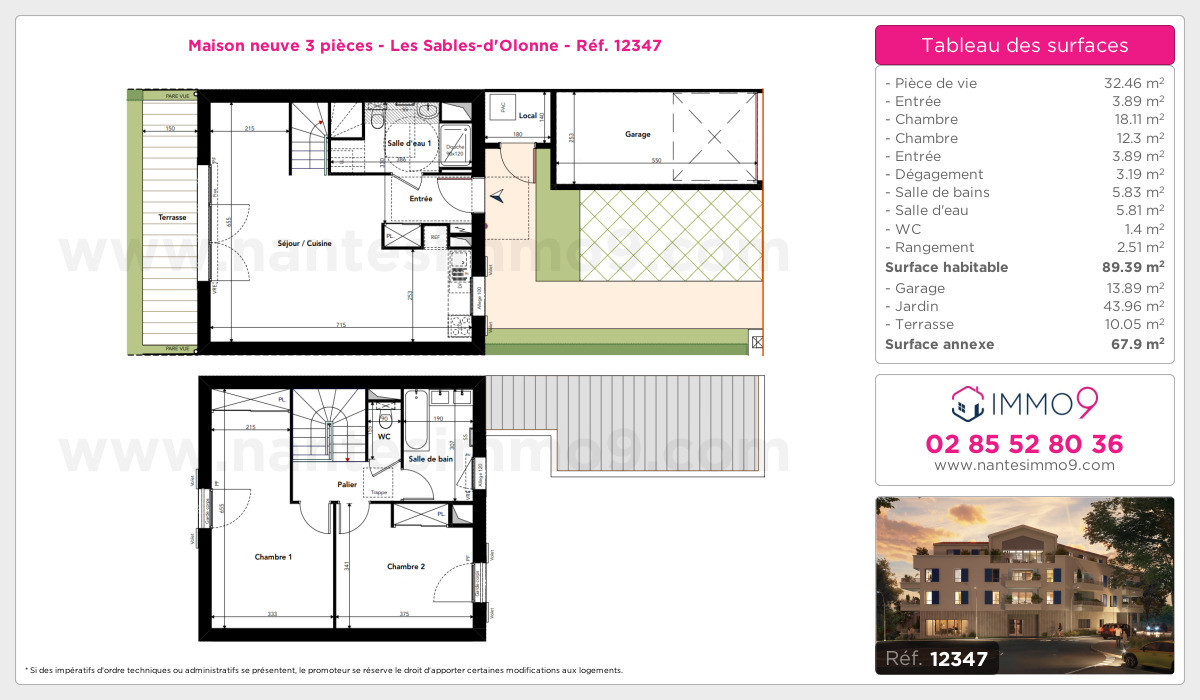 Plan et surfaces, Programme neuf Sables-d'Olonne Référence n° 12347