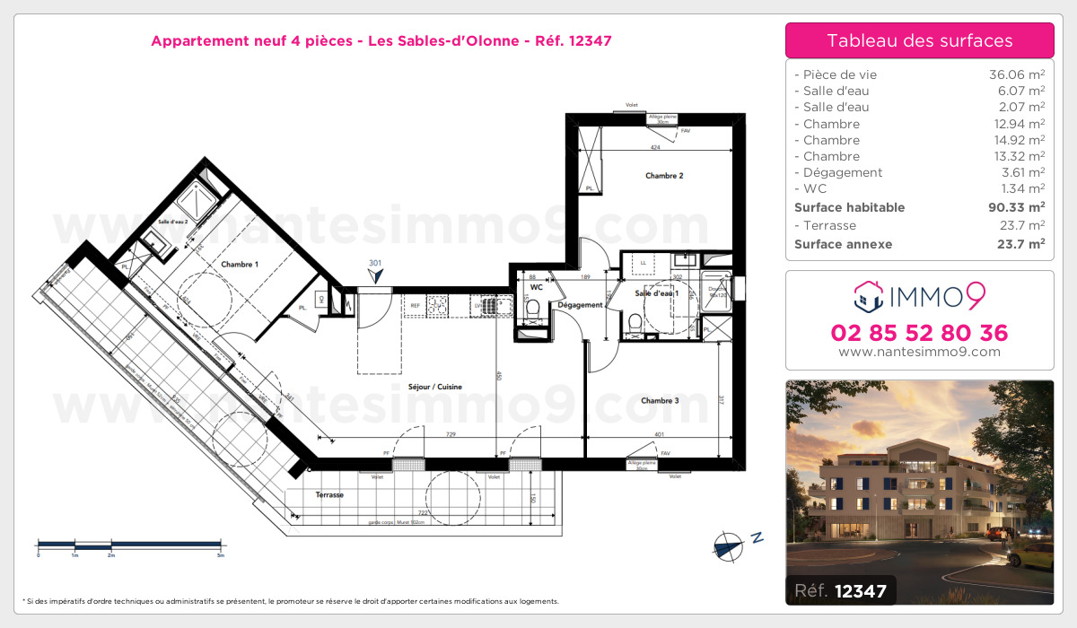 Plan et surfaces, Programme neuf Sables-d'Olonne Référence n° 12347