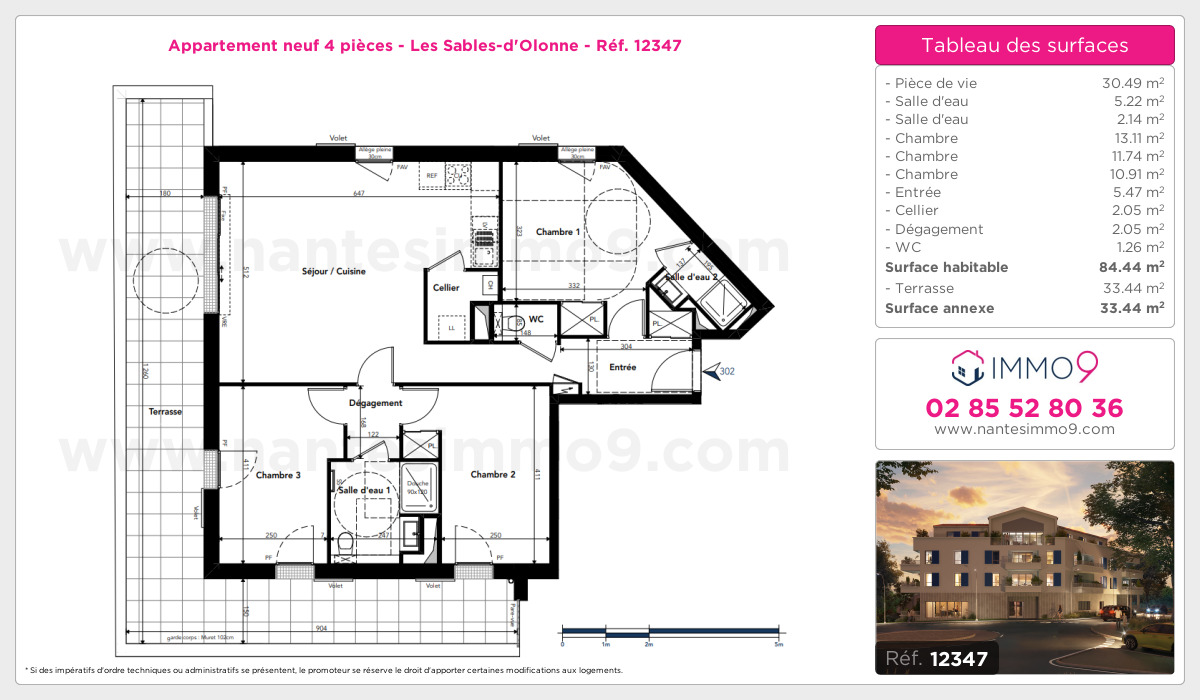 Plan et surfaces, Programme neuf Sables-d'Olonne Référence n° 12347
