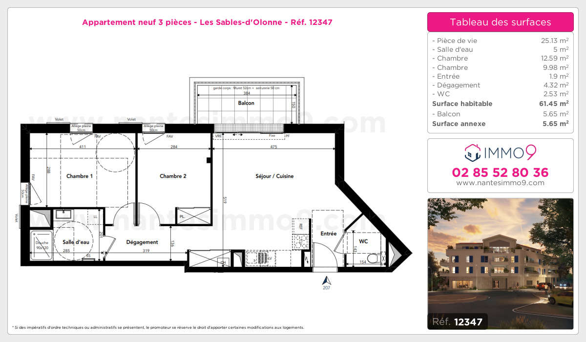 Plan et surfaces, Programme neuf Sables-d'Olonne Référence n° 12347