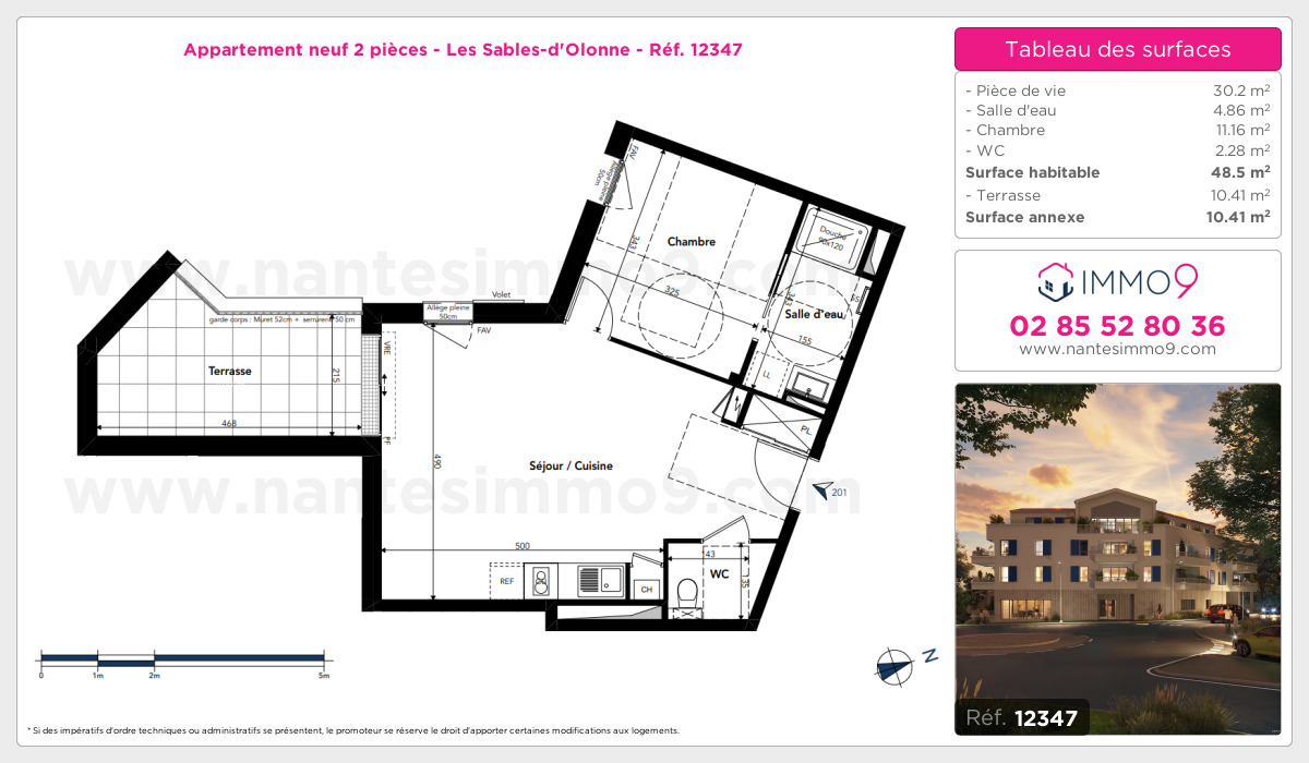 Plan et surfaces, Programme neuf Sables-d'Olonne Référence n° 12347