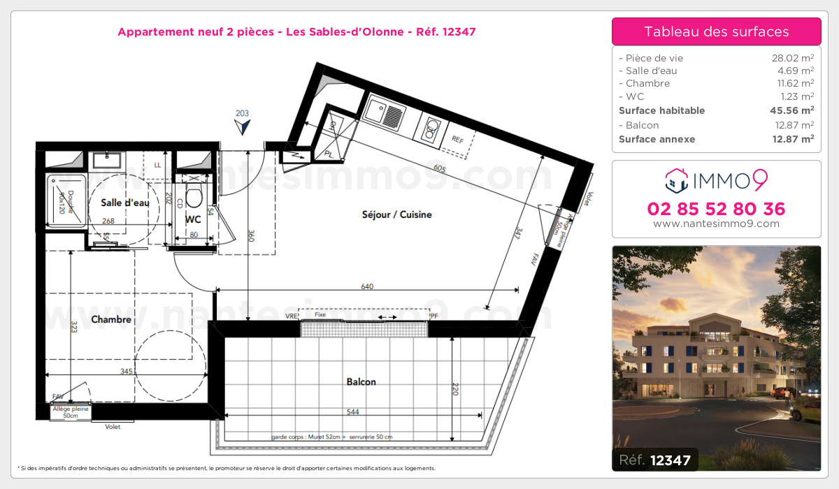 Plan et surfaces, Programme neuf Sables-d'Olonne Référence n° 12347