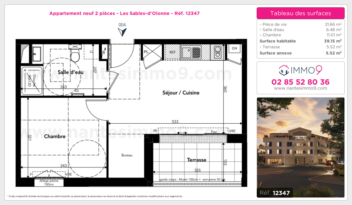 Plan et surfaces, Programme neuf Sables-d'Olonne Référence n° 12347