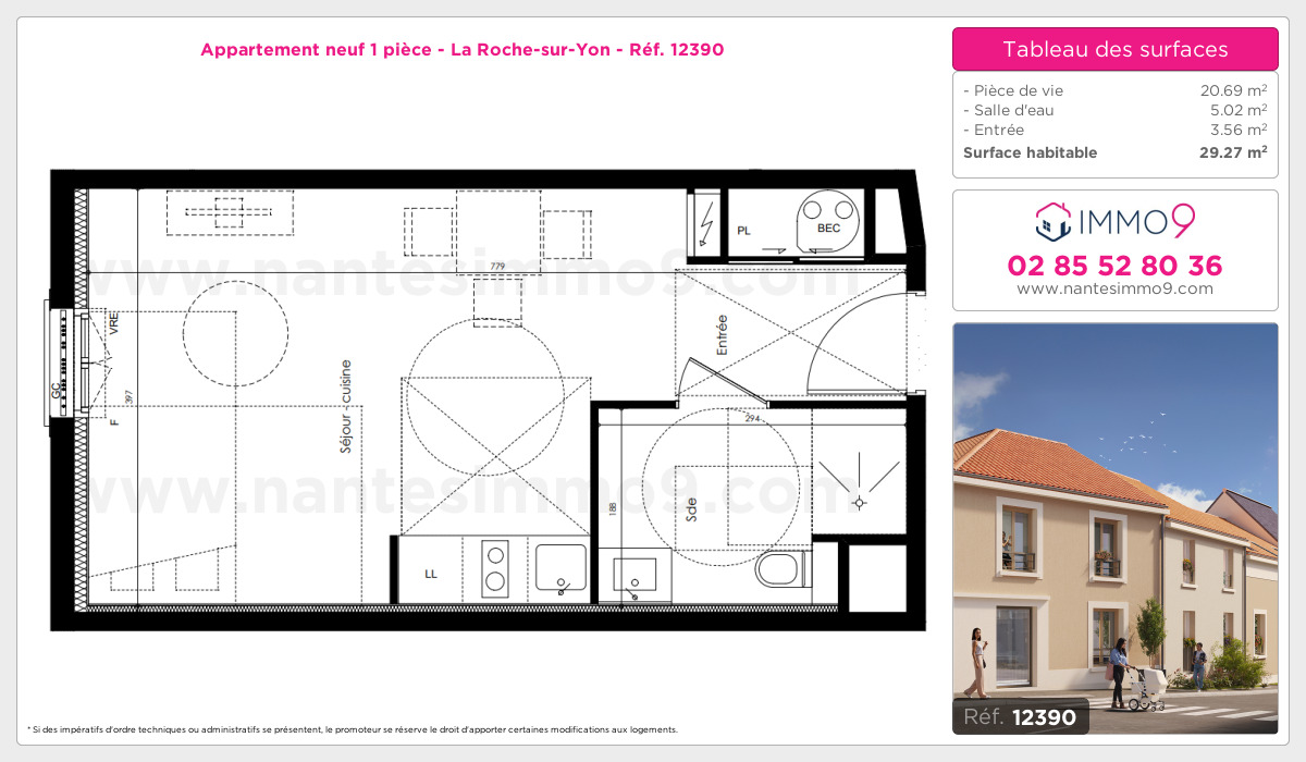 Plan et surfaces, Programme neuf Roche-sur-Yon Référence n° 12390