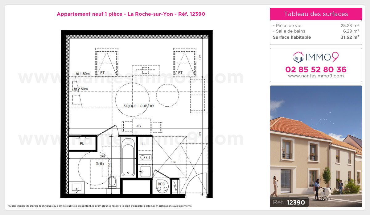 Plan et surfaces, Programme neuf Roche-sur-Yon Référence n° 12390