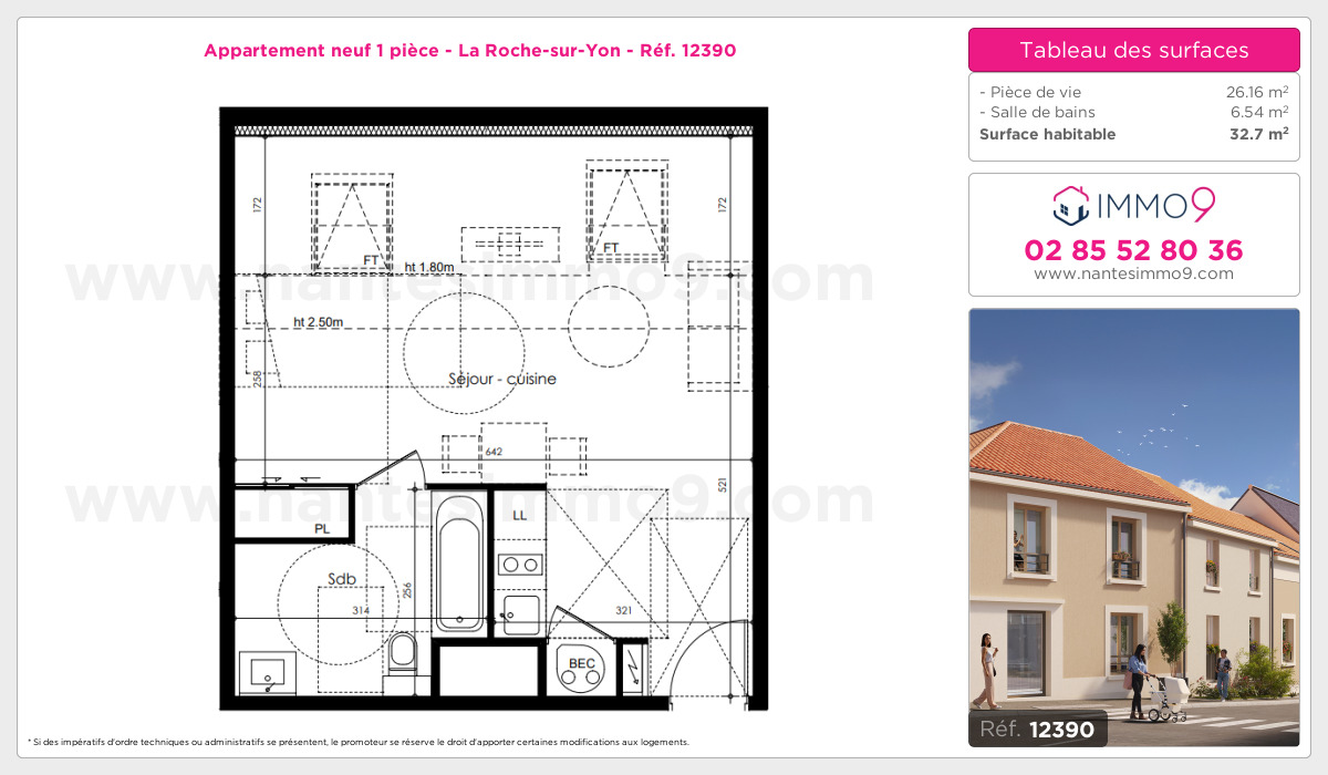 Plan et surfaces, Programme neuf Roche-sur-Yon Référence n° 12390