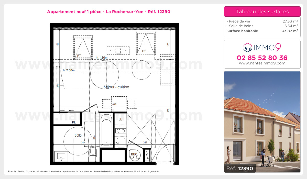 Plan et surfaces, Programme neuf Roche-sur-Yon Référence n° 12390