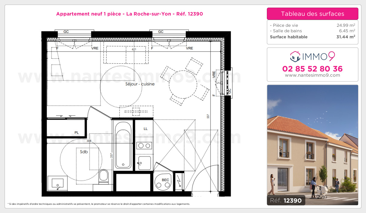 Plan et surfaces, Programme neuf Roche-sur-Yon Référence n° 12390
