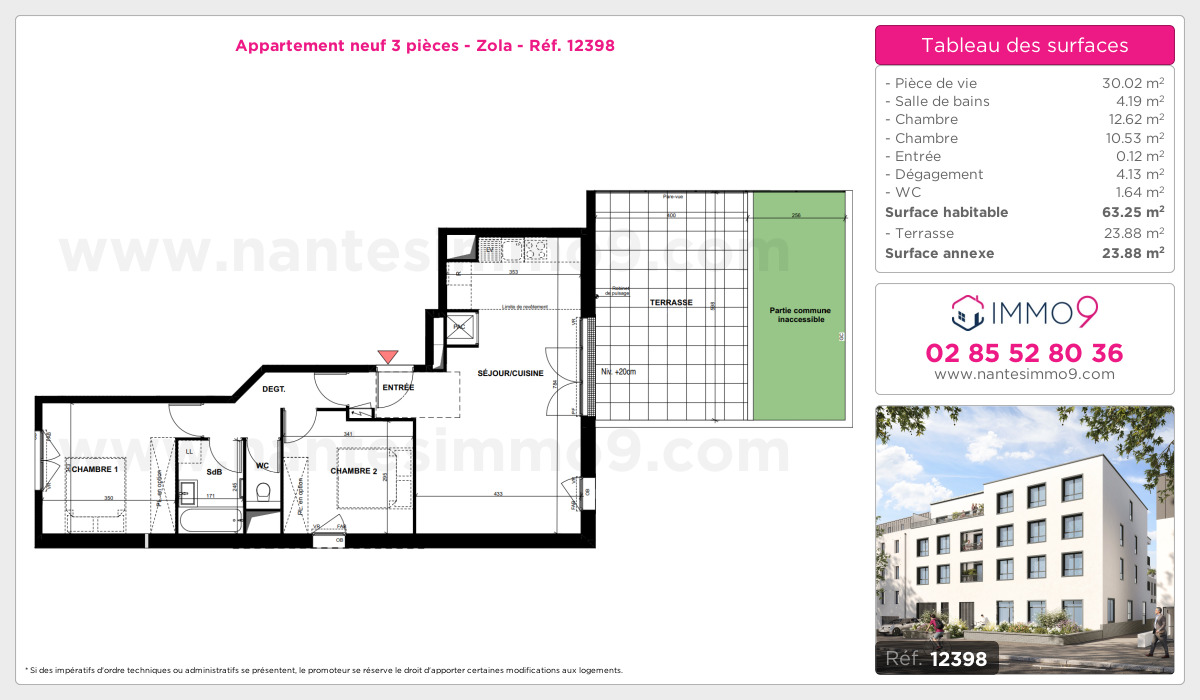 Plan et surfaces, Programme neuf Nantes : Zola Référence n° 12398