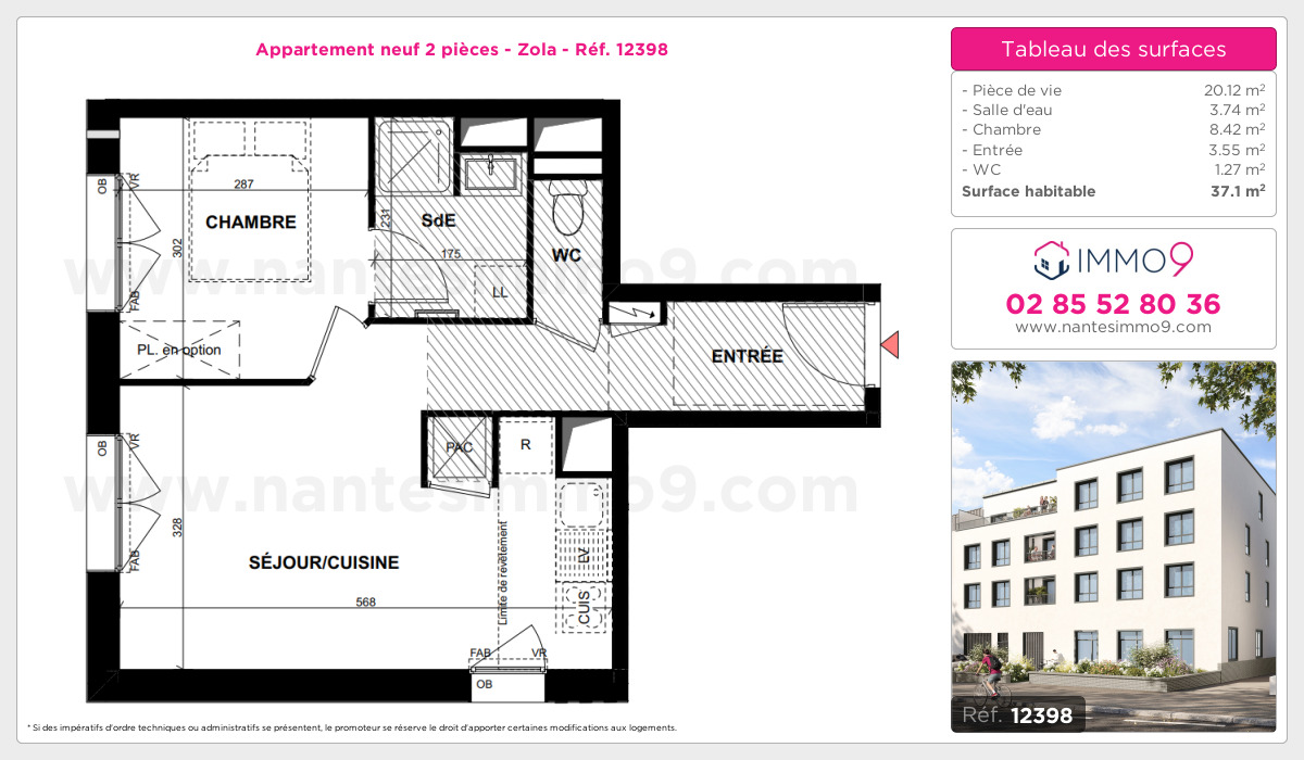 Plan et surfaces, Programme neuf Nantes : Zola Référence n° 12398