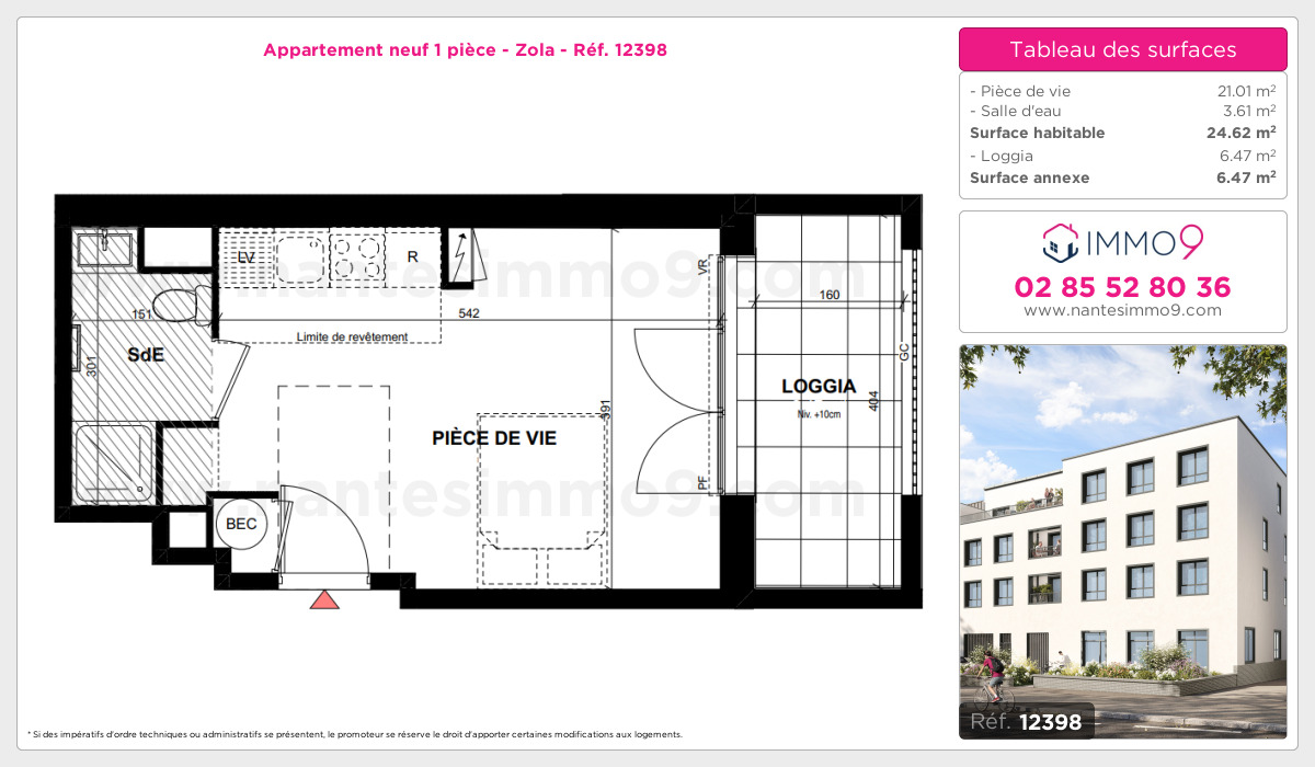 Plan et surfaces, Programme neuf Nantes : Zola Référence n° 12398