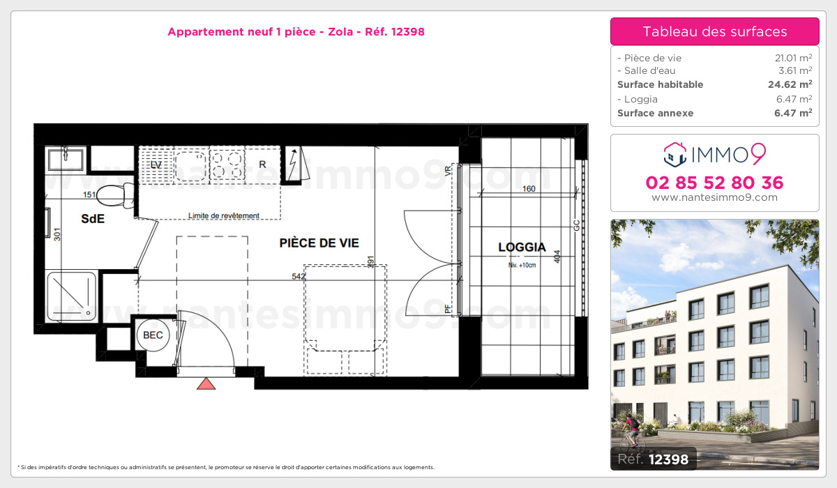 Plan et surfaces, Programme neuf Nantes : Zola Référence n° 12398