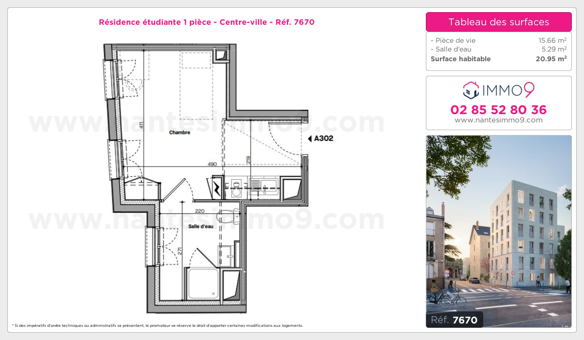 Plan et surfaces, Programme neuf Nantes : Centre-ville Référence n° 7670