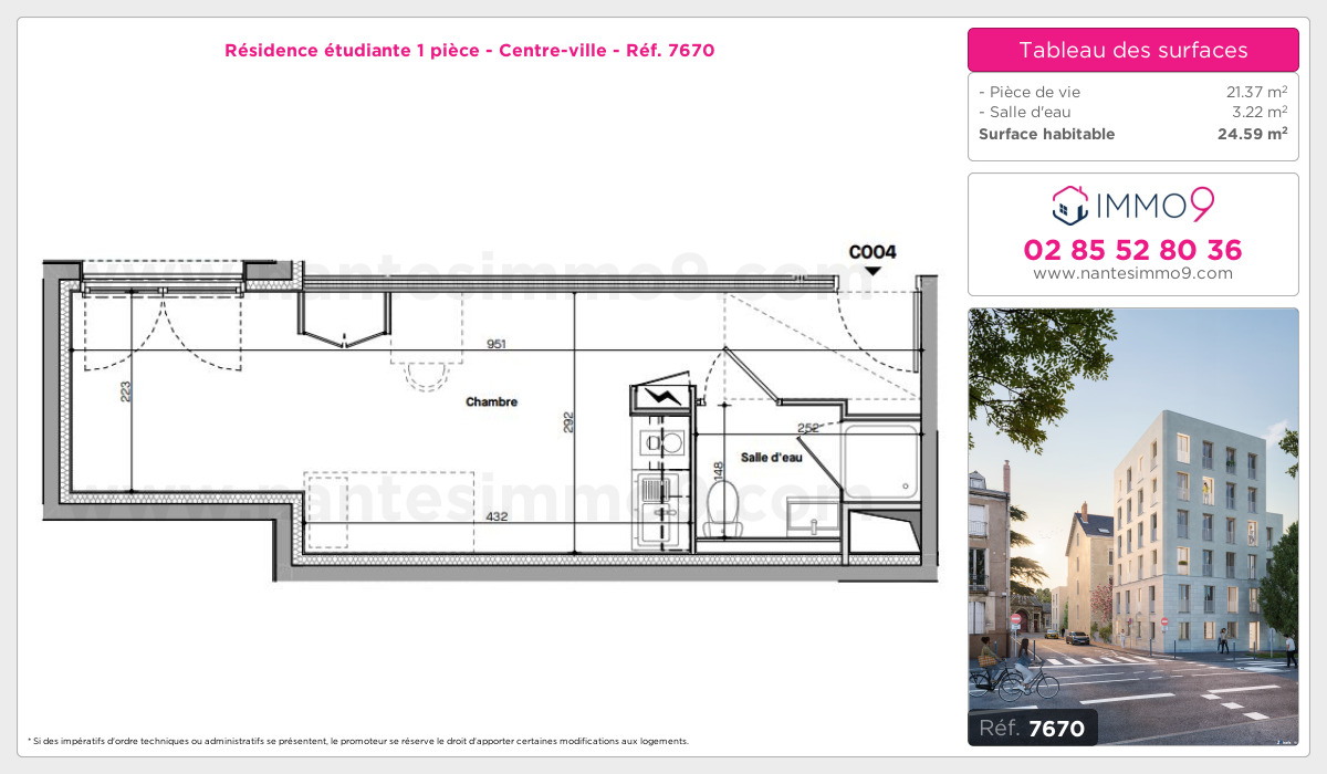 Plan et surfaces, Programme neuf Nantes : Centre-ville Référence n° 7670