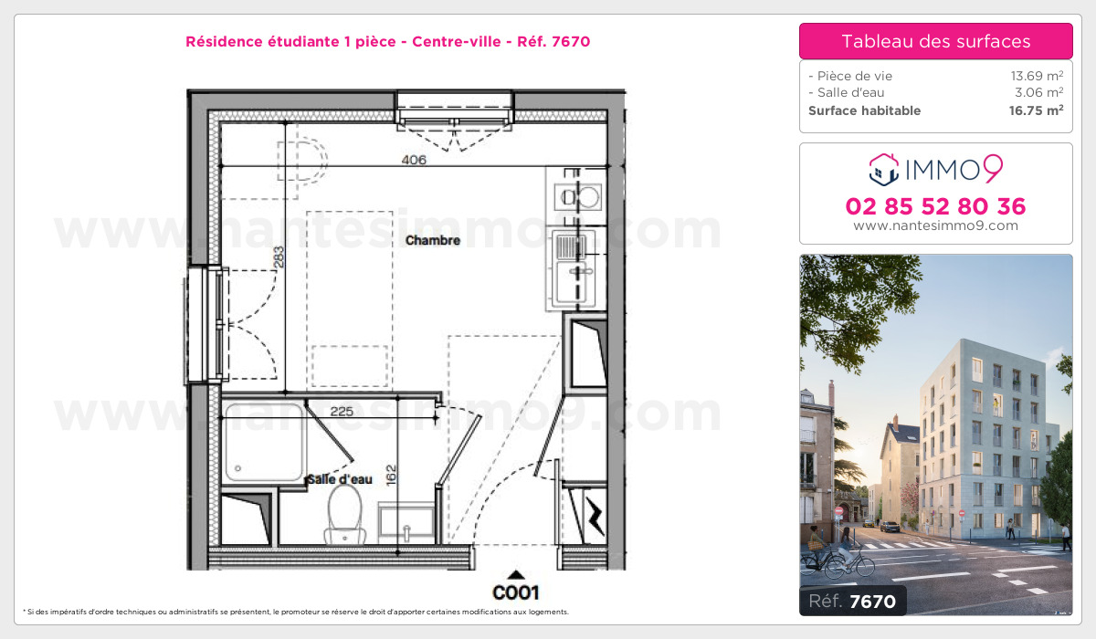 Plan et surfaces, Programme neuf Nantes : Centre-ville Référence n° 7670