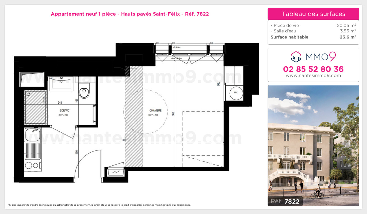 Plan et surfaces, Programme neuf Nantes : Hauts pavés Saint-Félix Référence n° 7822