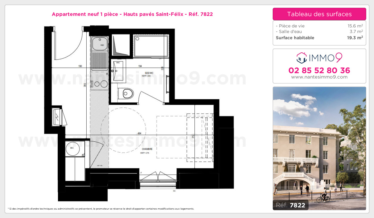 Plan et surfaces, Programme neuf Nantes : Hauts pavés Saint-Félix Référence n° 7822