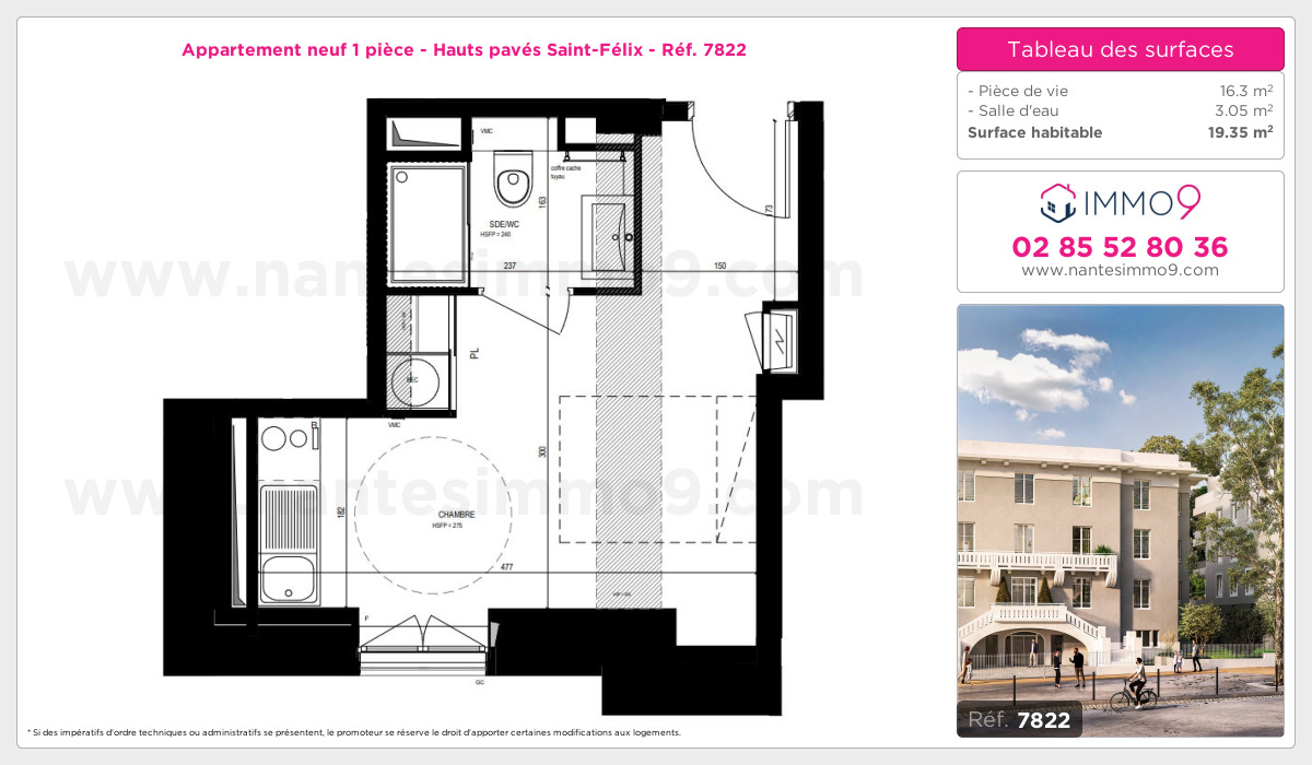 Plan et surfaces, Programme neuf Nantes : Hauts pavés Saint-Félix Référence n° 7822