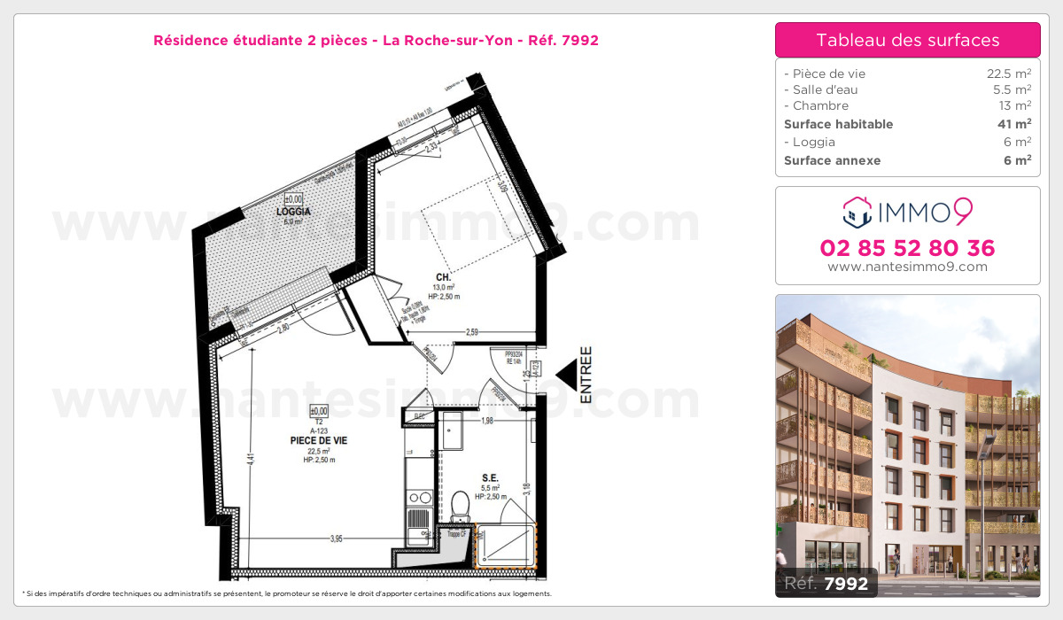 Plan et surfaces, Programme neuf Roche-sur-Yon Référence n° 7992
