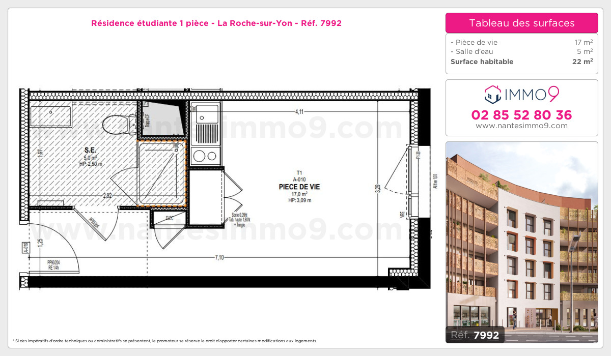 Plan et surfaces, Programme neuf Roche-sur-Yon Référence n° 7992