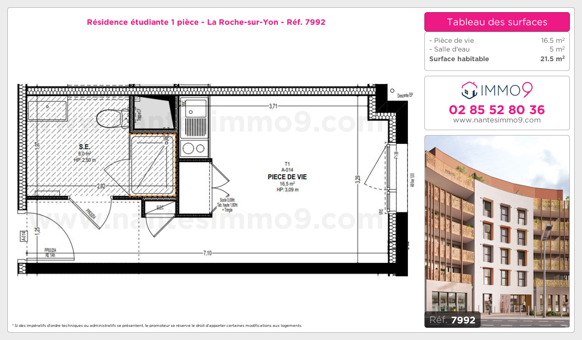 Plan et surfaces, Programme neuf Roche-sur-Yon Référence n° 7992