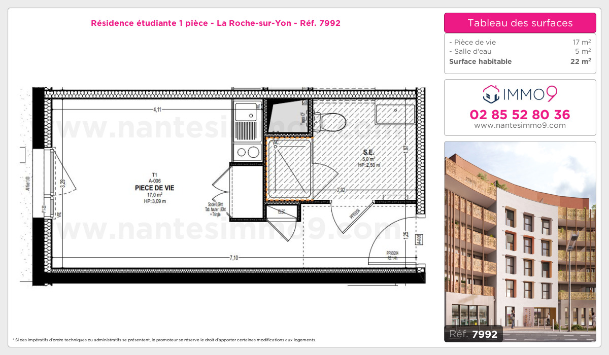 Plan et surfaces, Programme neuf Roche-sur-Yon Référence n° 7992