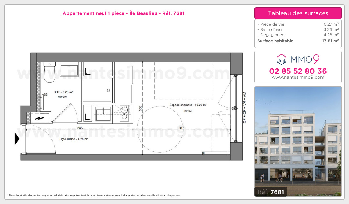 Plan et surfaces, Programme neuf Nantes : Île Beaulieu Référence n° 7681
