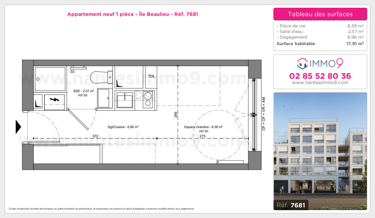 Plan et surfaces, Programme neuf Nantes : Île Beaulieu Référence n° 7681