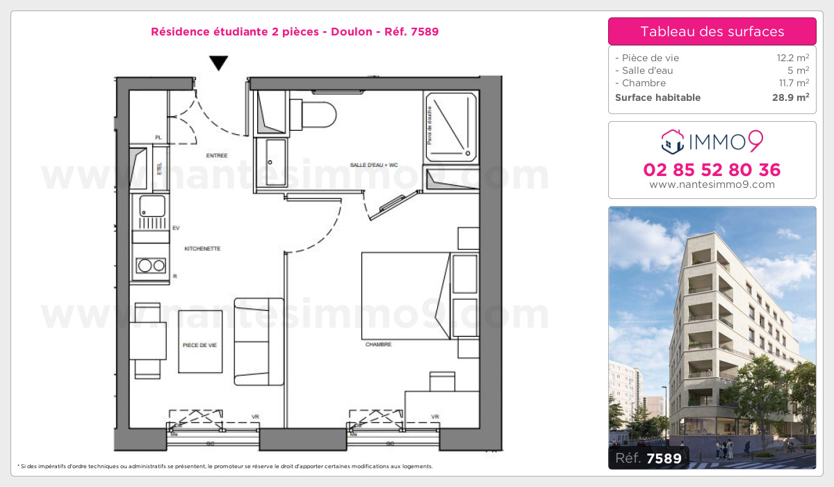 Plan et surfaces, Programme neuf Nantes : Doulon Référence n° 7589