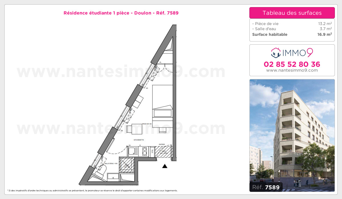 Plan et surfaces, Programme neuf Nantes : Doulon Référence n° 7589