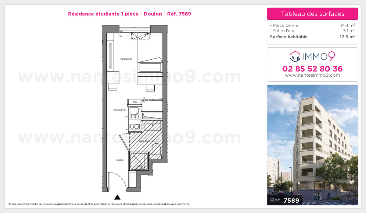 Plan et surfaces, Programme neuf Nantes : Doulon Référence n° 7589