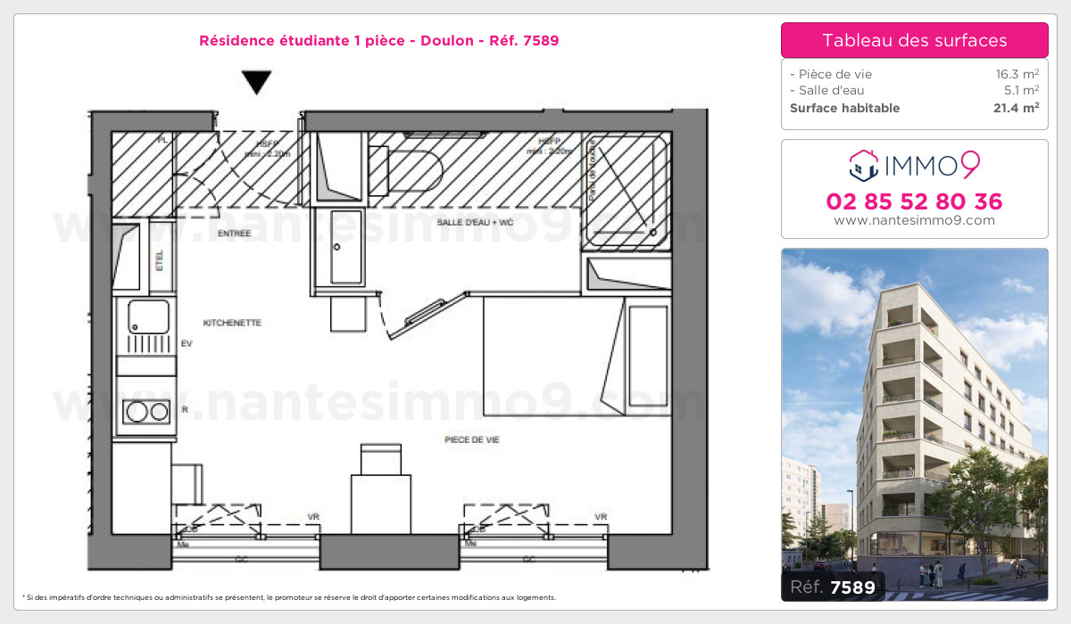 Plan et surfaces, Programme neuf Nantes : Doulon Référence n° 7589