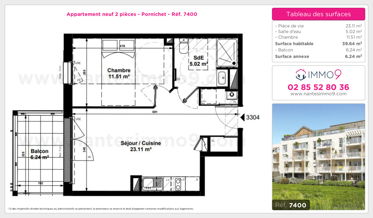 Plan et surfaces, Programme neuf Pornichet Référence n° 7400