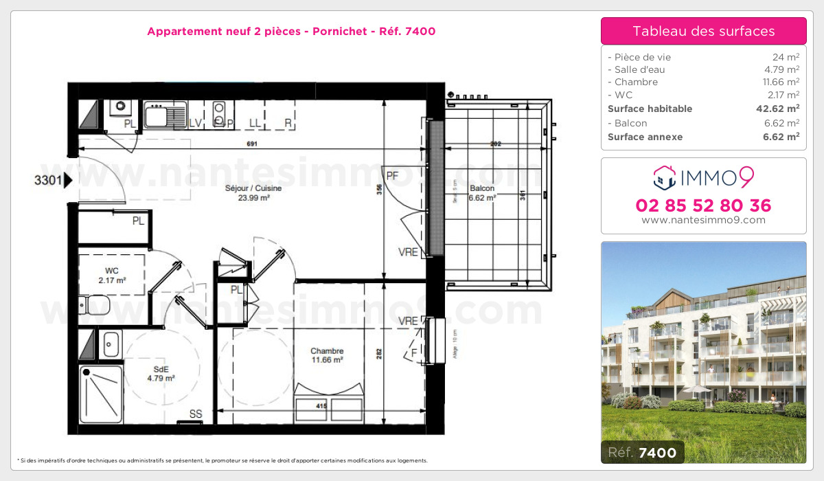 Plan et surfaces, Programme neuf Pornichet Référence n° 7400