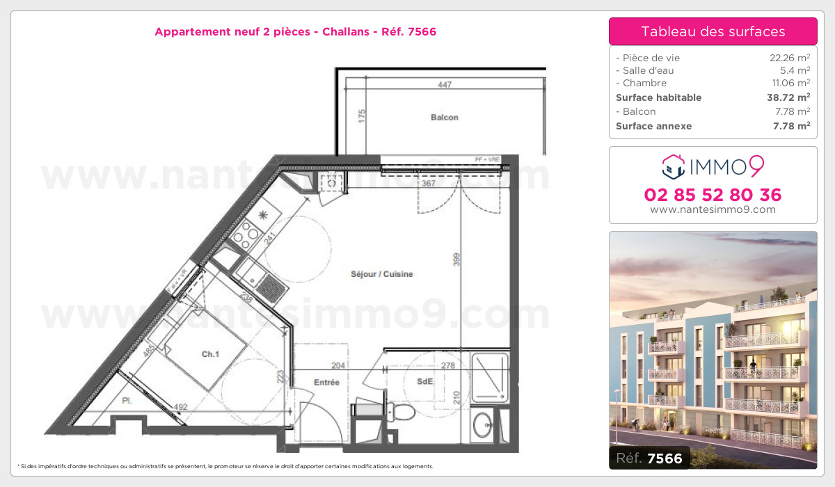 Plan et surfaces, Programme neuf Challans Référence n° 7566