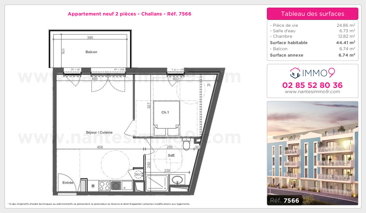 Plan et surfaces, Programme neuf Challans Référence n° 7566