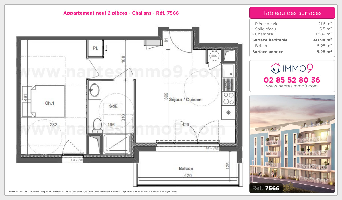 Plan et surfaces, Programme neuf Challans Référence n° 7566